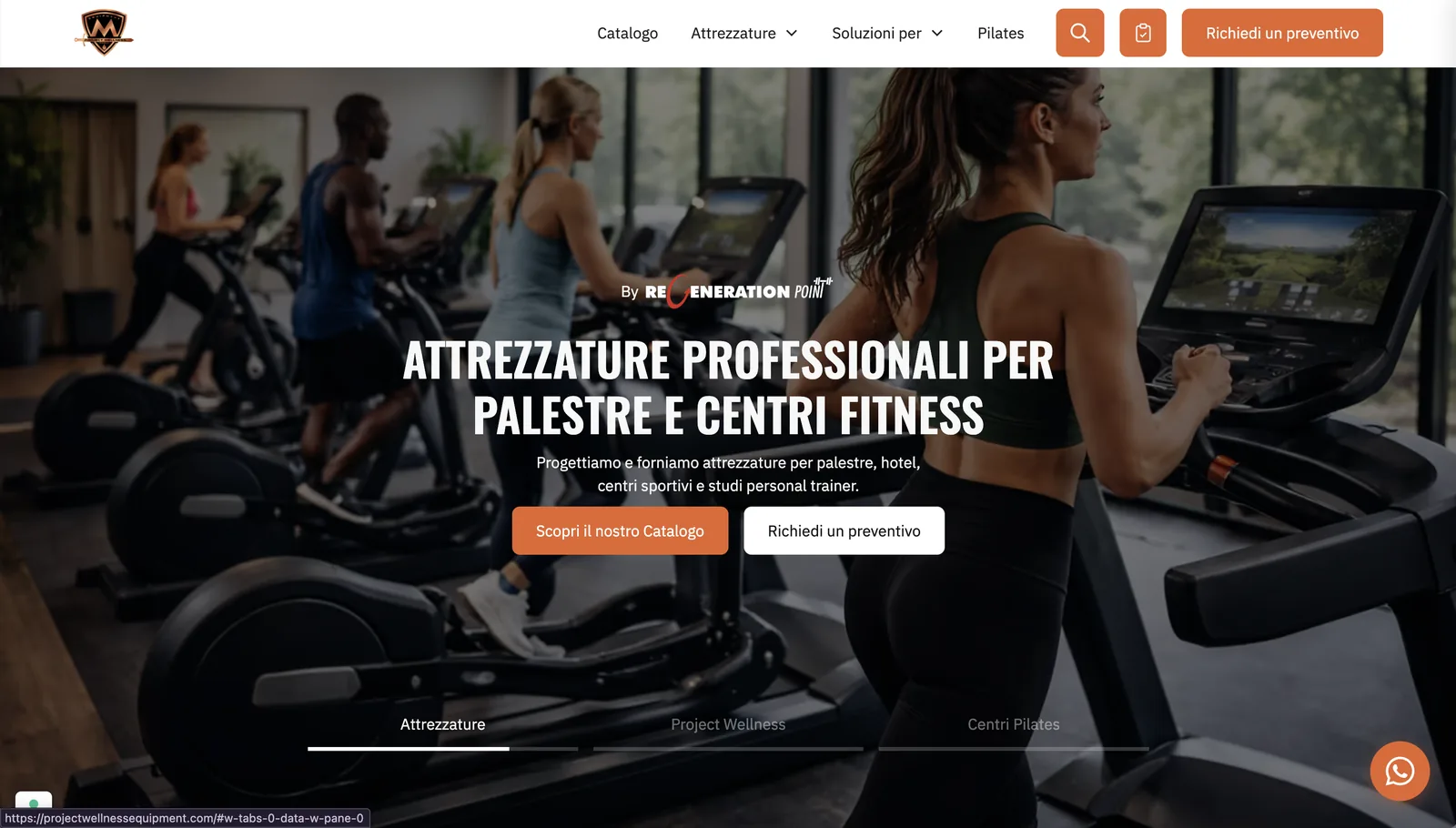 Project Wellness Equipment homepage: professional equipment for gyms and fitness centers